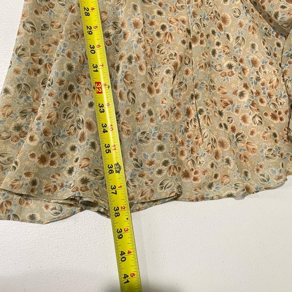 Vintage Dana Buchman 100% Silk Ditsy Floral Tie Waist Dress 8 Cottagecore Earthy - Picture 7 of 9